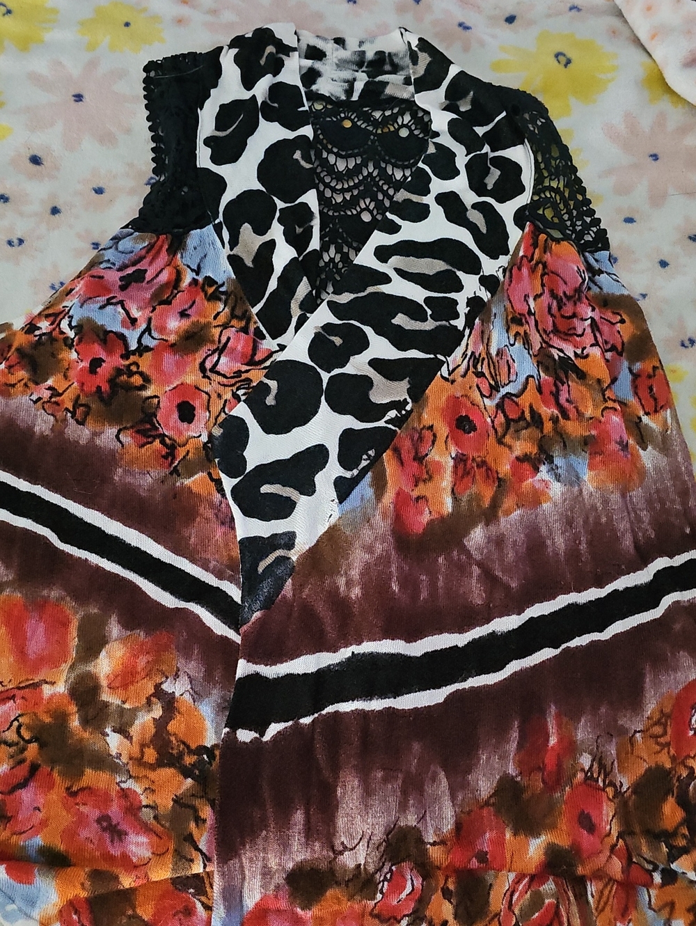 Women’s Floral & Animal Print Maxi Skirt - Black, White, Brown, Orange